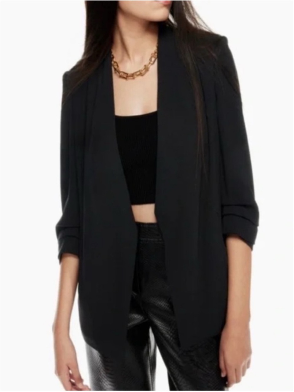Babaton Power Hip Blazer Women’s 0 Black 
Open Front Casual Career Jacket